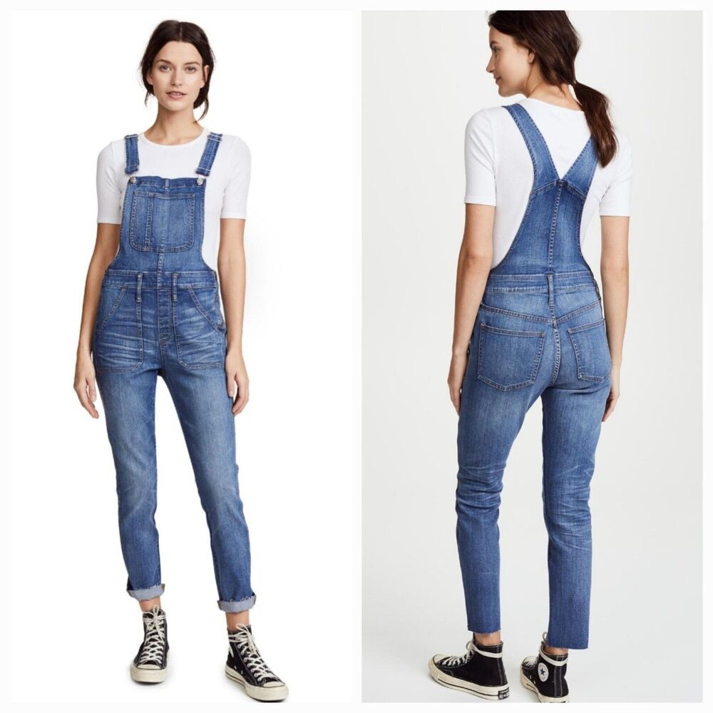 Madewell Women's Denim Overalls Size XS Blue Medium Wash Stretch Jeans Casual